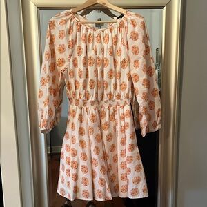 JCrew Floral Print Dress with Orange Accents size Small
